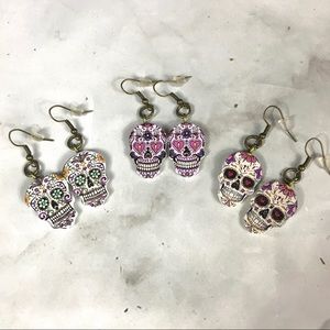 Handmade sugar skull earrings